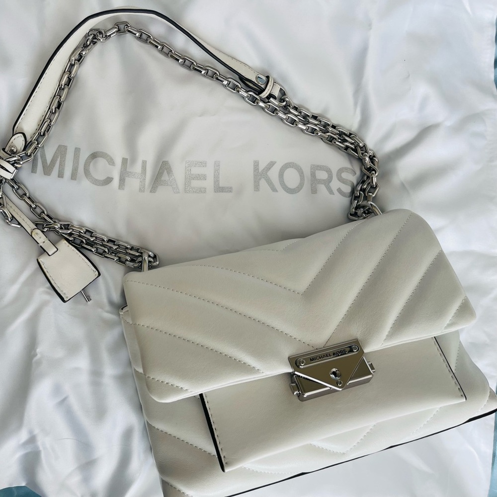 Michael Kors White Quilted Shoulder Bag